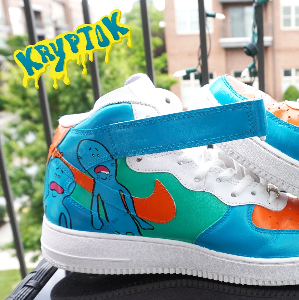 Mr.Meeseeks Rick and Morty Custom Air Force 1s